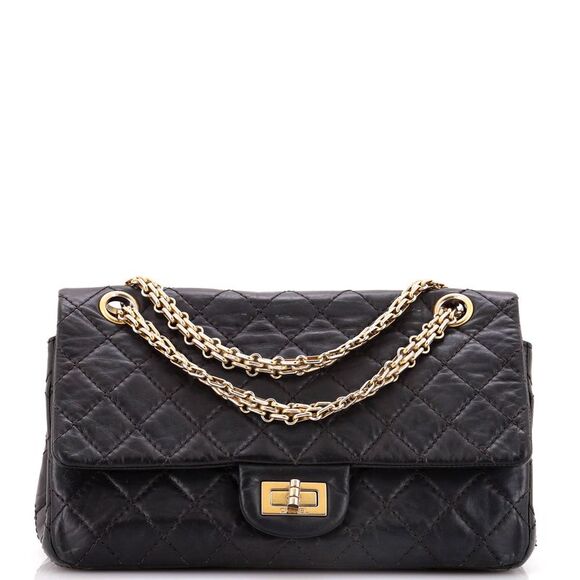 Chanel Reissue 2.55 Double Compartment Flap Bag Quilted Aged Calfskin 225 Black - Picture 1 of 9